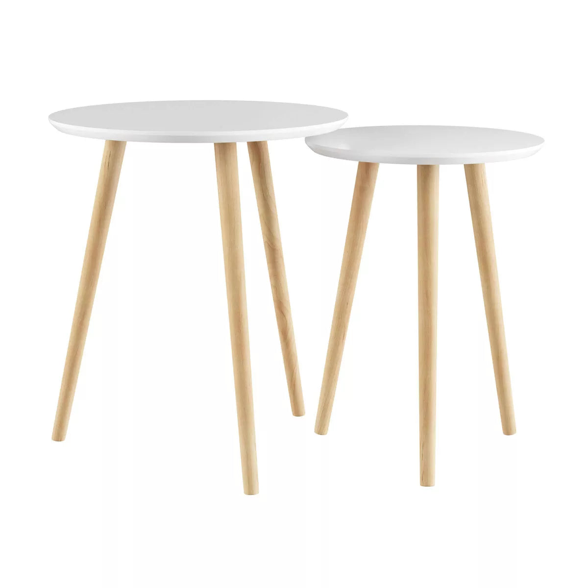 Tables empilables avec plateau circulaire blanc